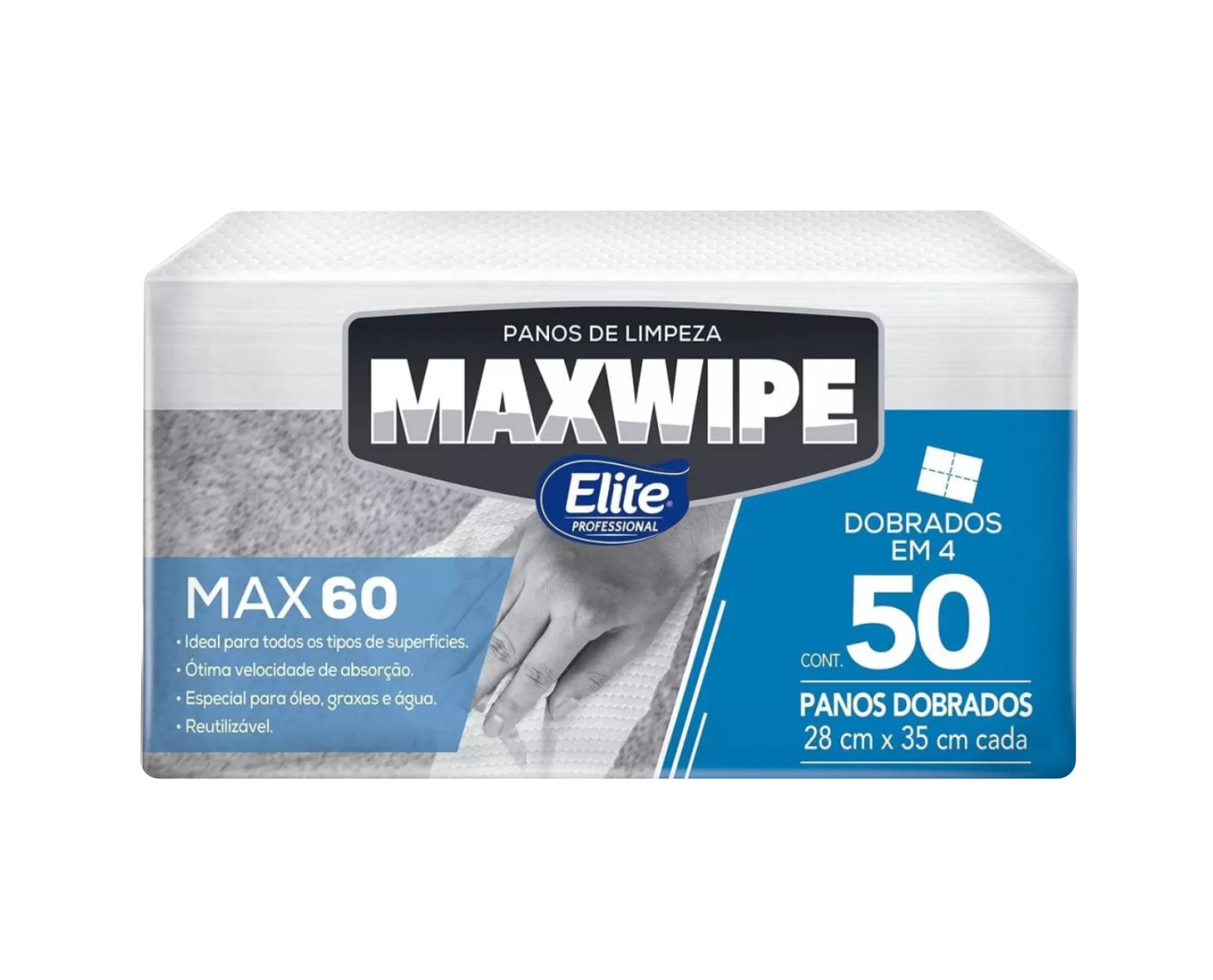 MAXWIPE MAX-60  -  50 folhas dobradas. Tam. 28x35cm 