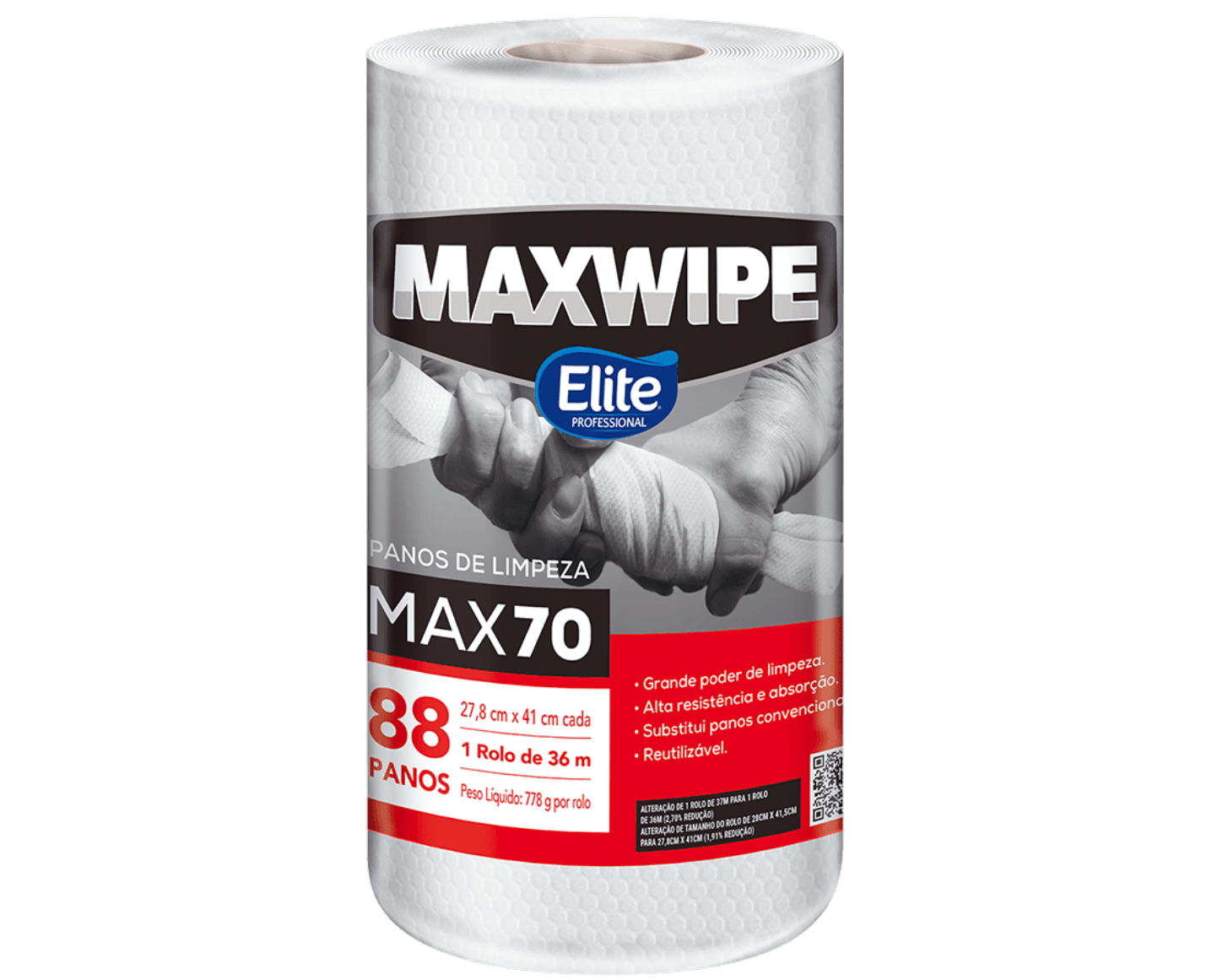 MAXWIPE MAX 70 ROLO - 88 panos de 27,8cm x 41cm cada 